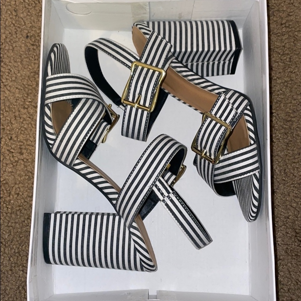 Blck and white striped heels